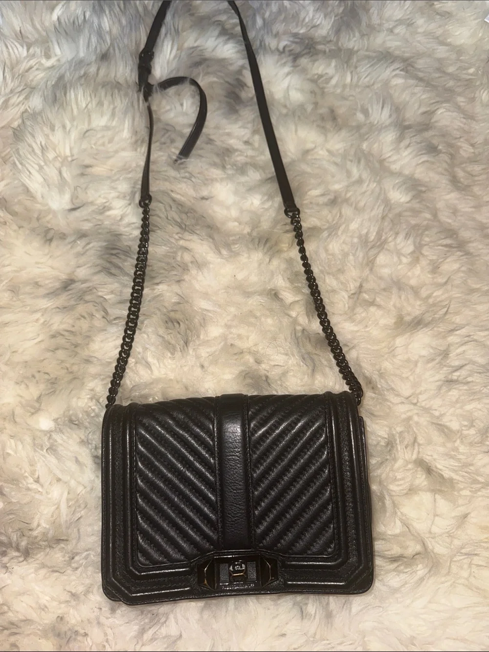 Rebecca Minkoff Quilted Chevron Crossbody in Black